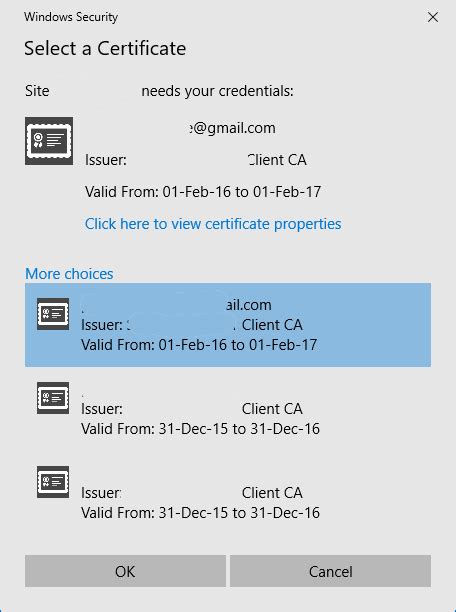 super user choose a certificate